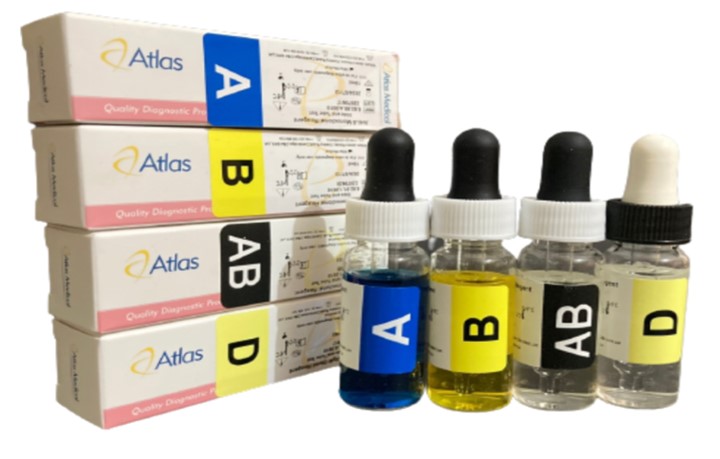 ATLAS GOLONGAN DARAH SET (ANTI-A, ANTI-B, ANTI-AB, ANTI-D RHESUS)